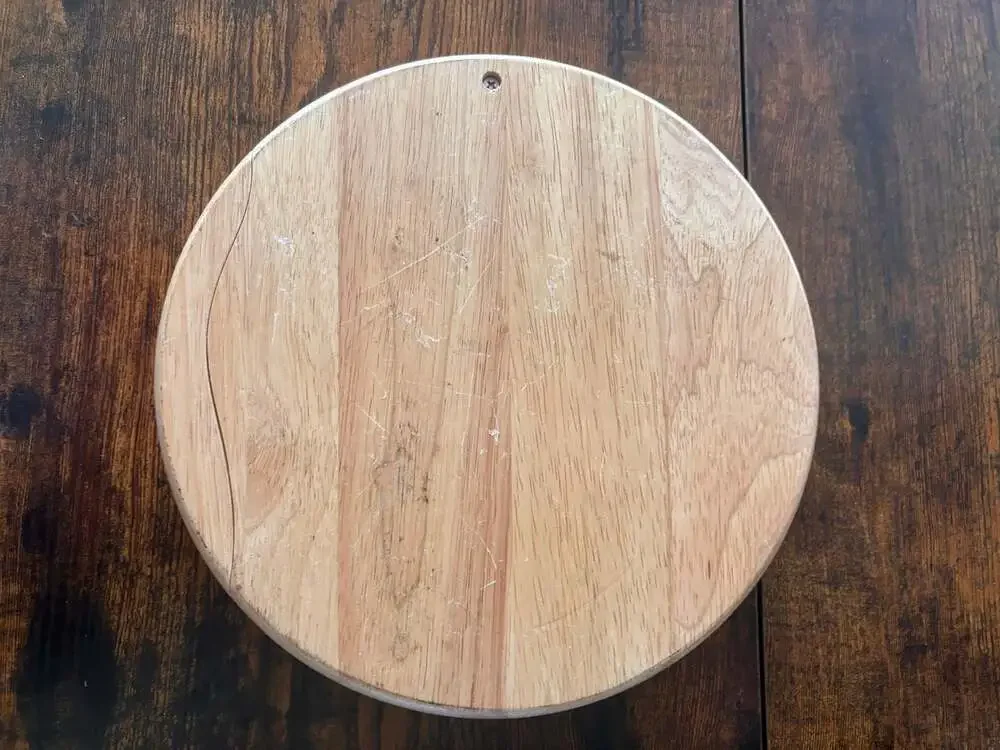 Round Wooden Swivel Cutting Board and Cheese Knife Set